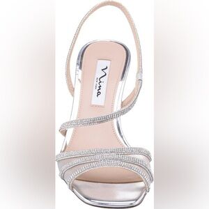 NWOT NINA NEW YORK Vyolet Slingback Sandal with jewels/gems glitter heel - Sz 10